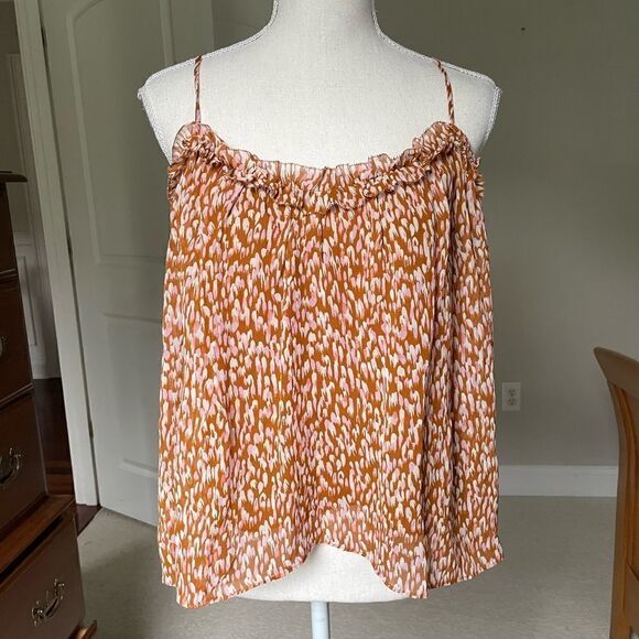 JOIE Ackley Print Silk Flowy Tank With Crisscross Straps in Back - Picture 5 of 10